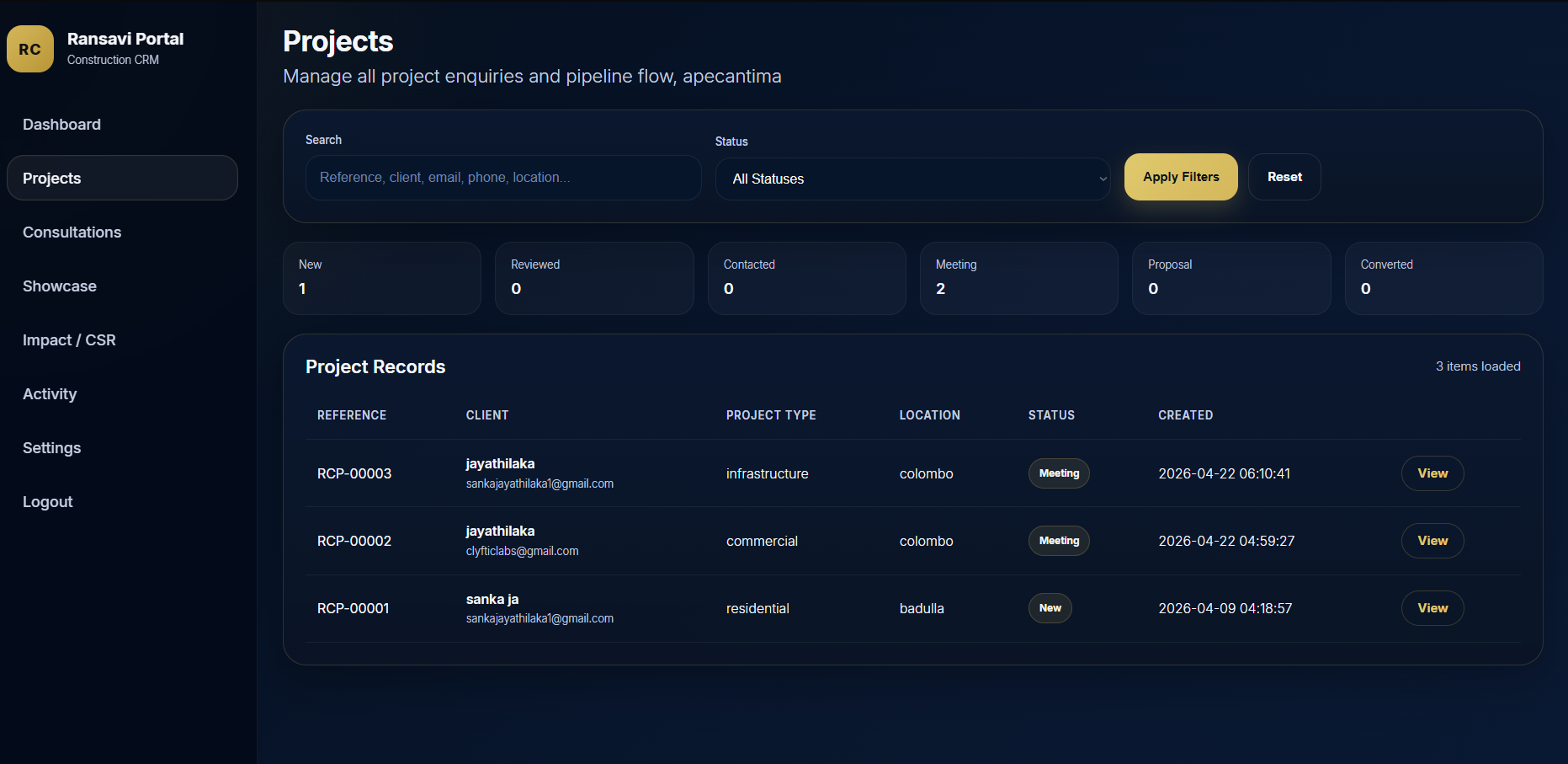 Ransavi Construction website screenshot 5