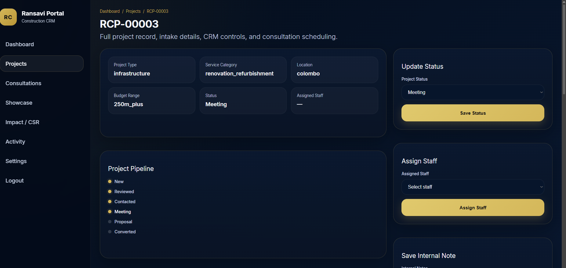 Ransavi Construction website screenshot 6