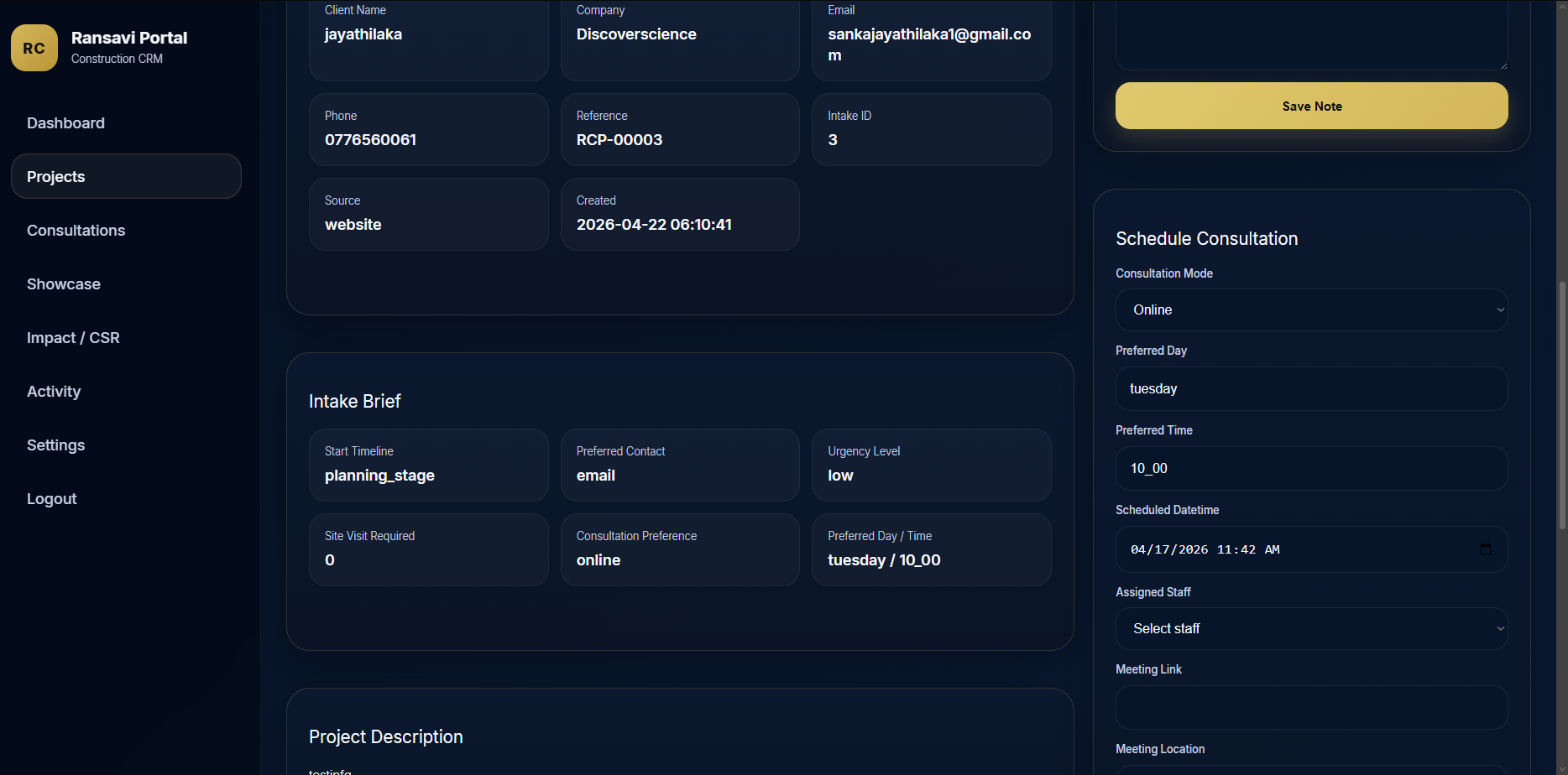 Ransavi Construction website screenshot 7