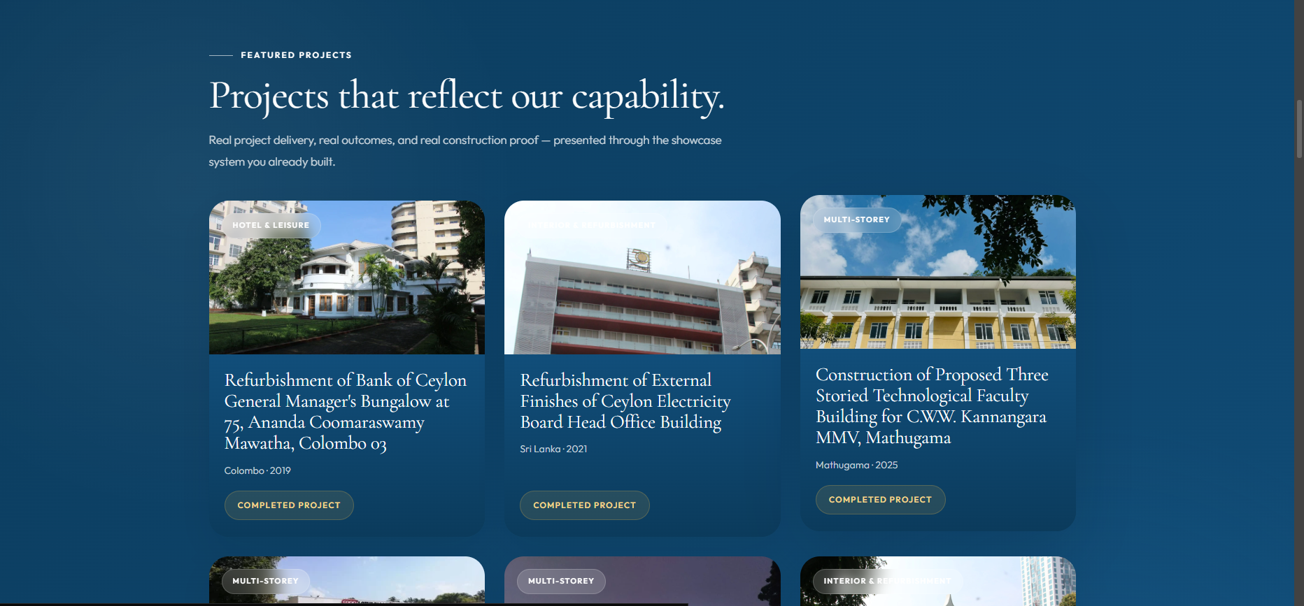 Ransavi Construction website screenshot 2