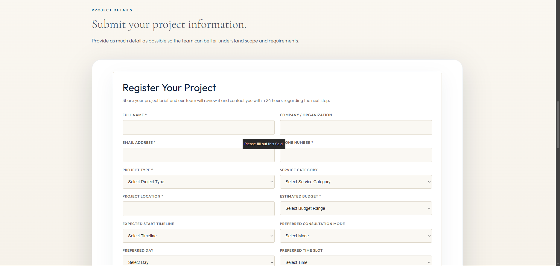 Ransavi Construction website screenshot 1