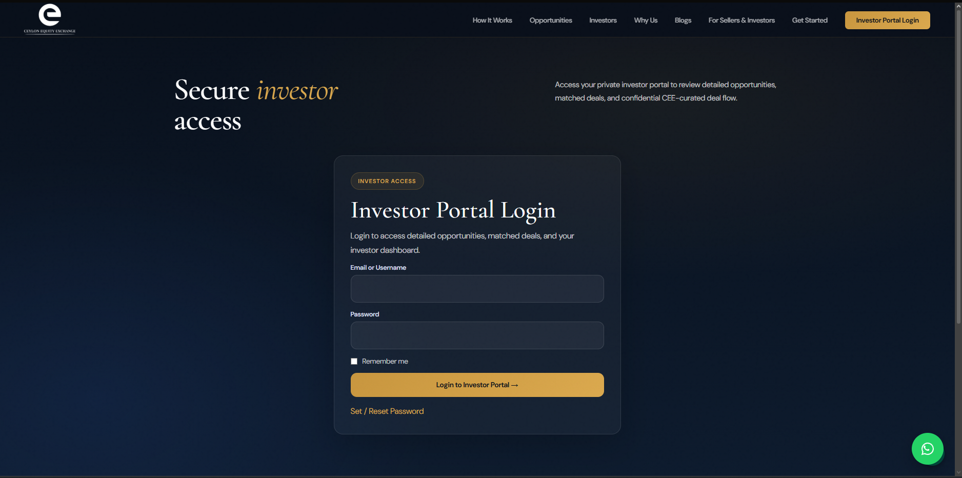 Ceylon Equity Exchange website screenshot 2