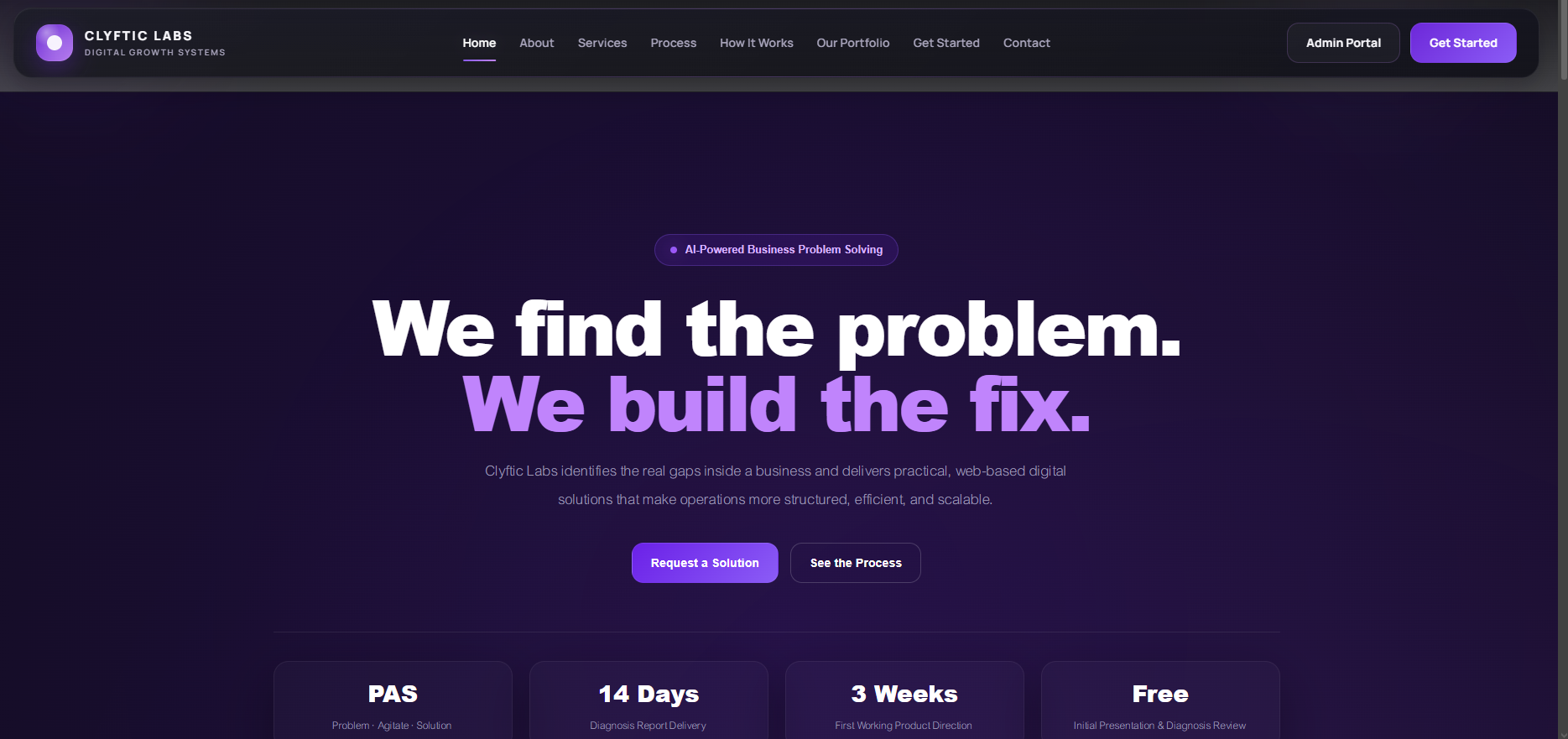 Clyftic Labs website screenshot 2