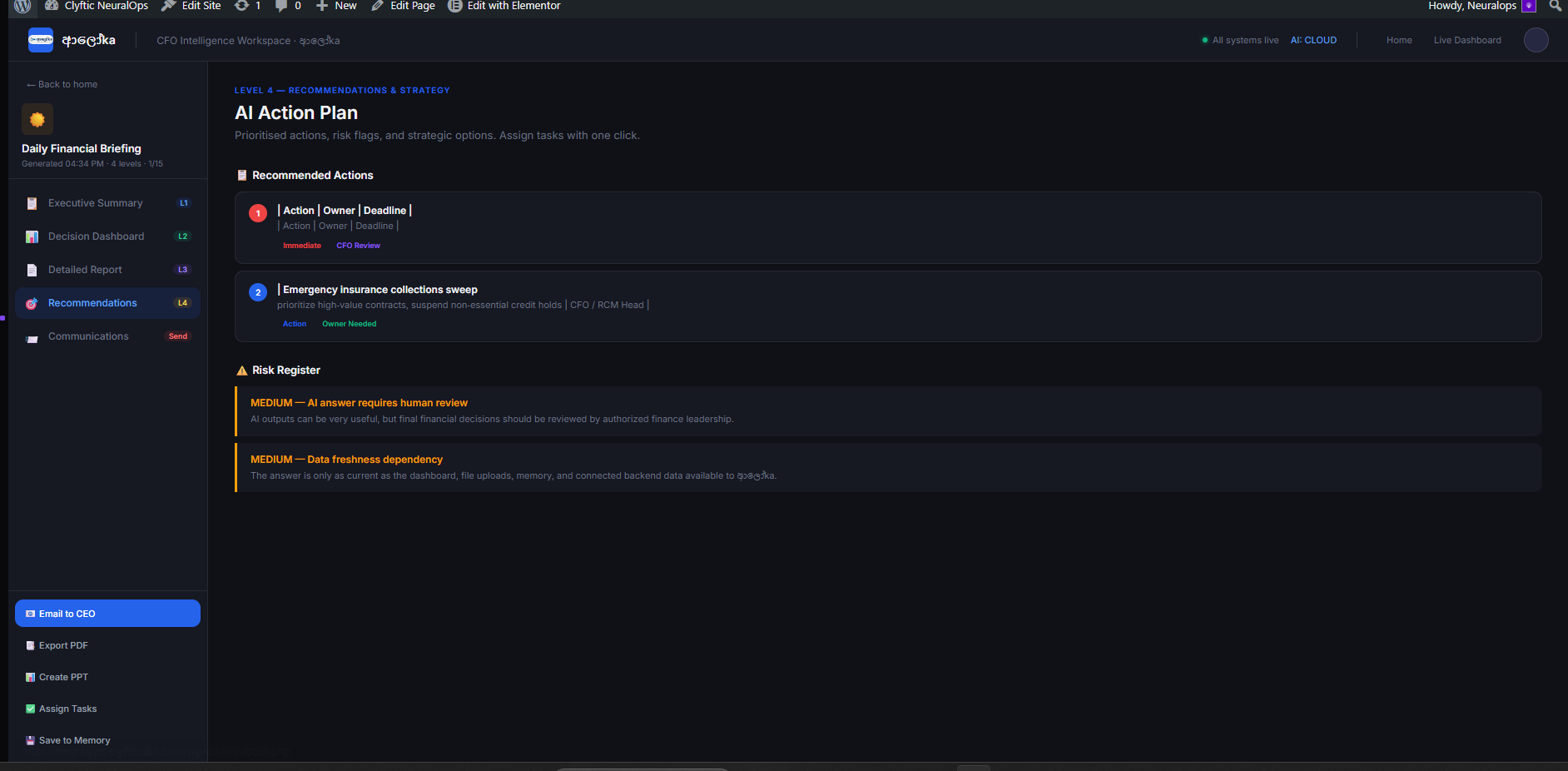 Clyftic Labs / NeuralOps website screenshot 4