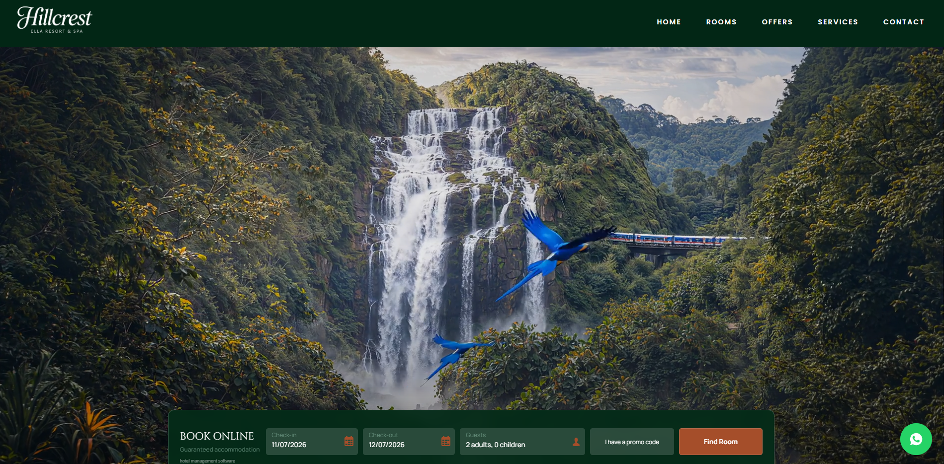 Hillcrest Ella Resort & Spa website screenshot 1