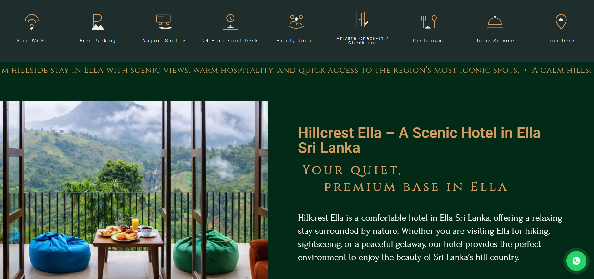 Hillcrest Ella Resort & Spa website screenshot 2