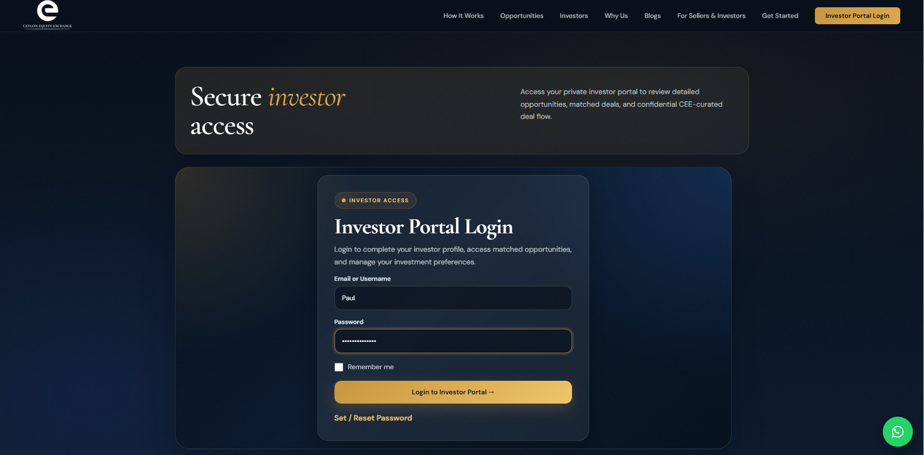 Ceylon Equity Exchange website screenshot 7