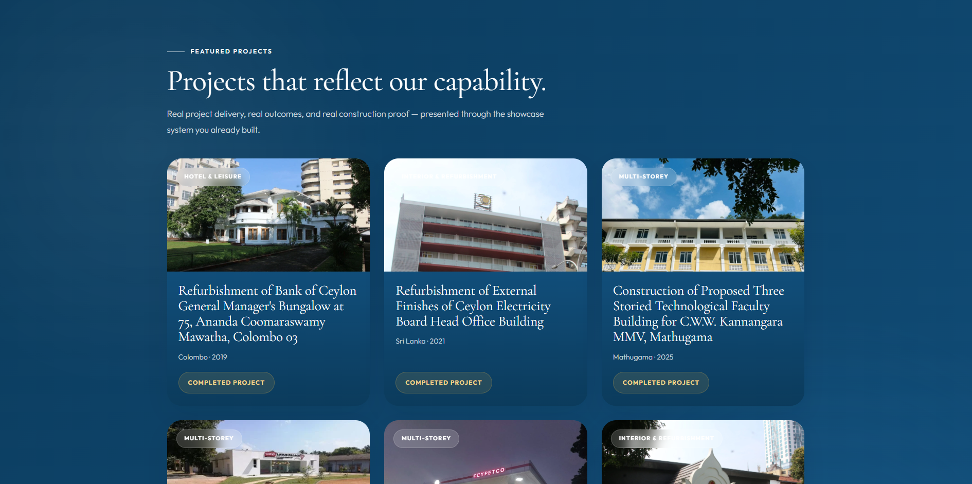 Ransavi Constructions (Pvt) Ltd website screenshot 1