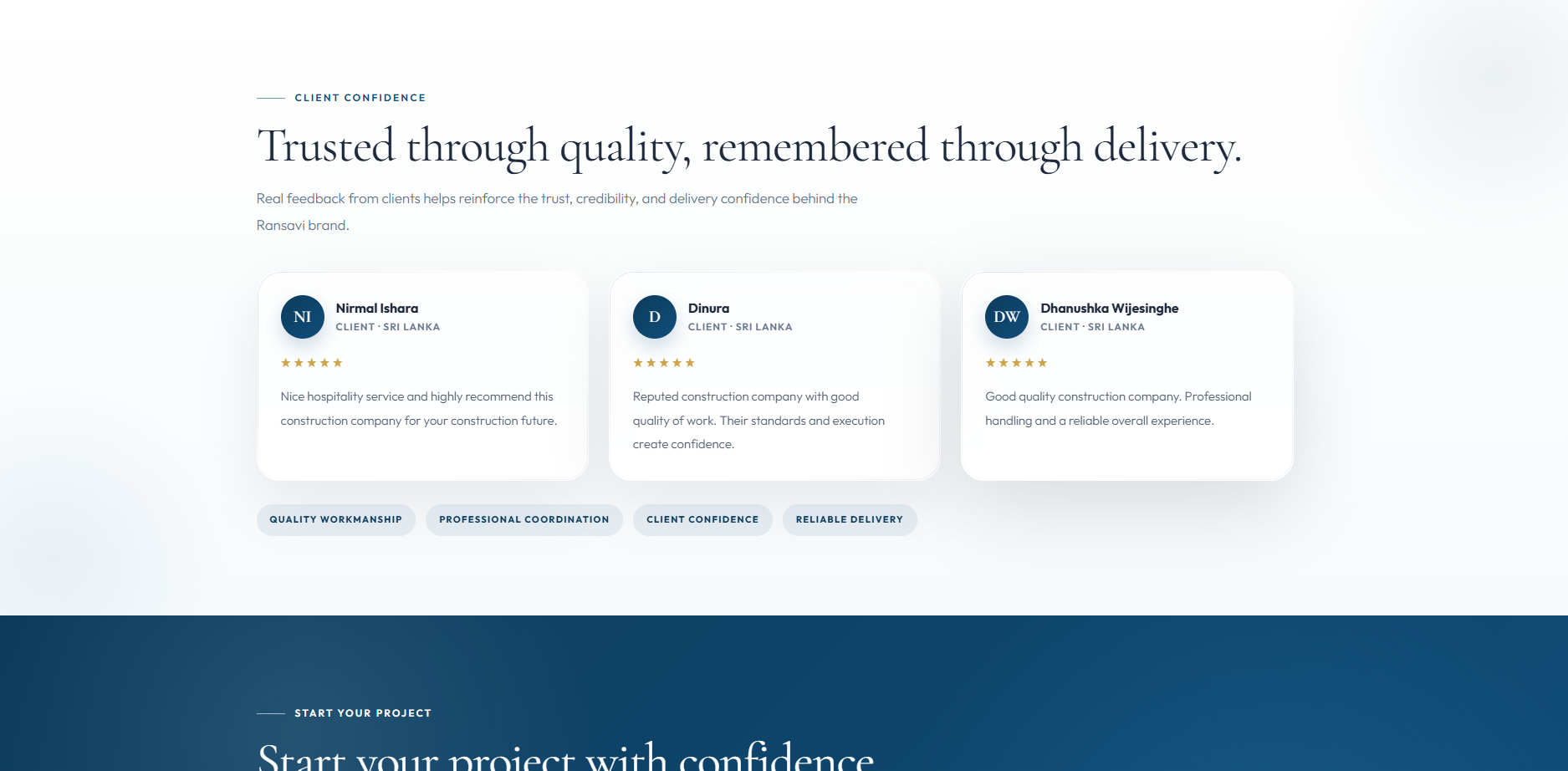 Ransavi Constructions (Pvt) Ltd website screenshot 3