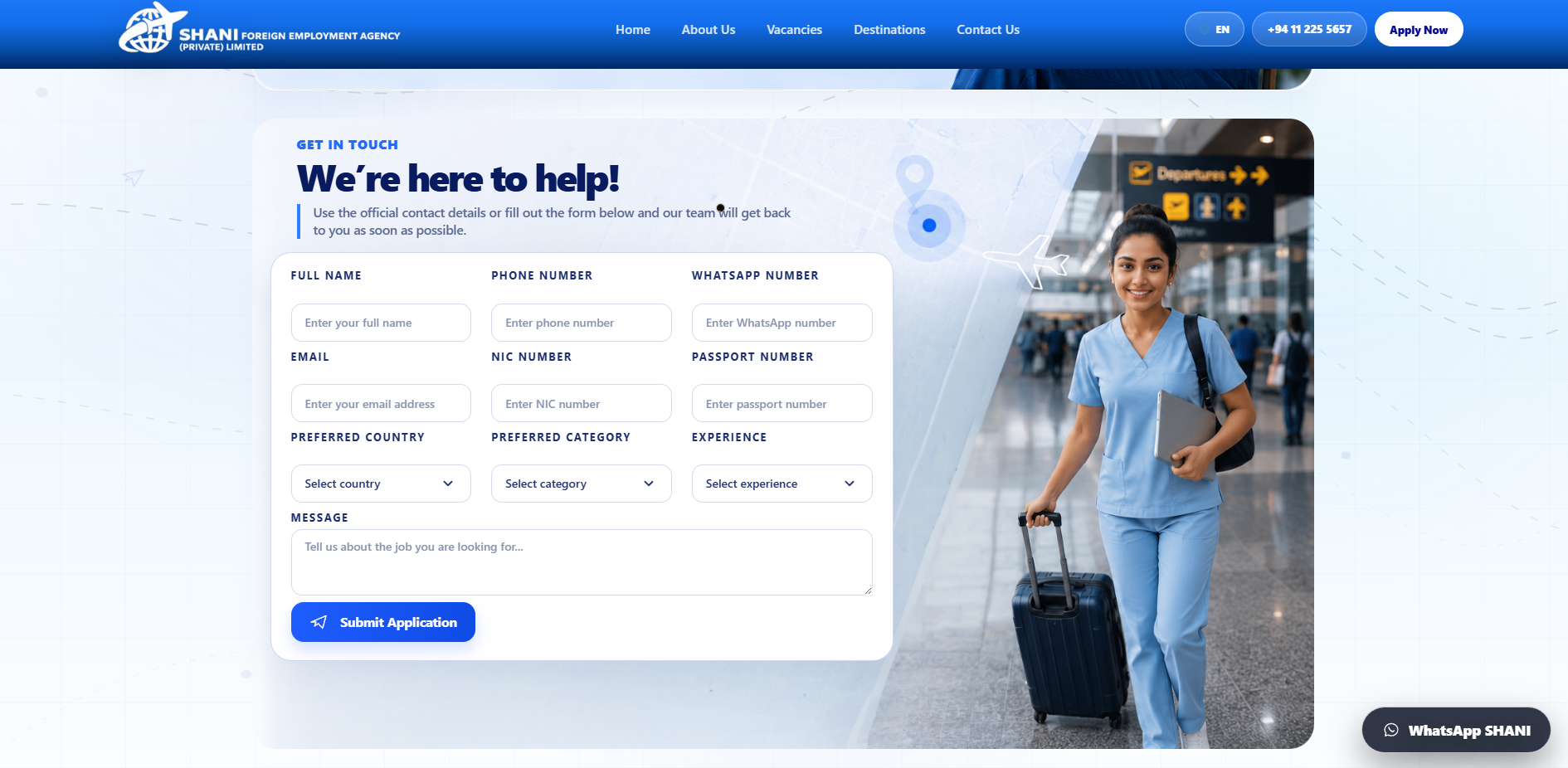 Shani Foreign Employment Agency (Private) Limited website screenshot 6