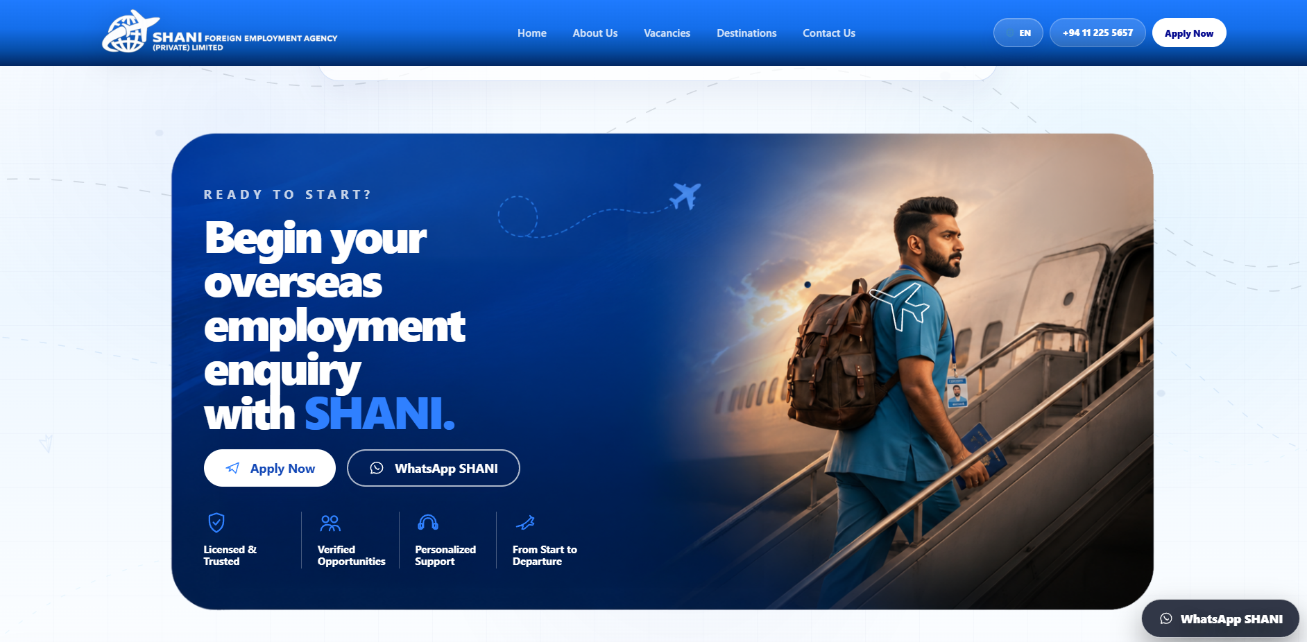 Shani Foreign Employment Agency (Private) Limited website screenshot 7