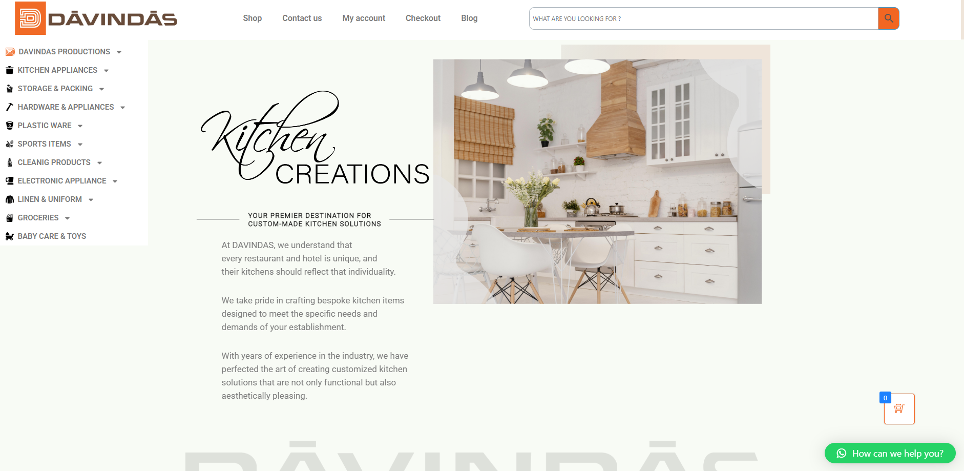 Davindas website screenshot 2