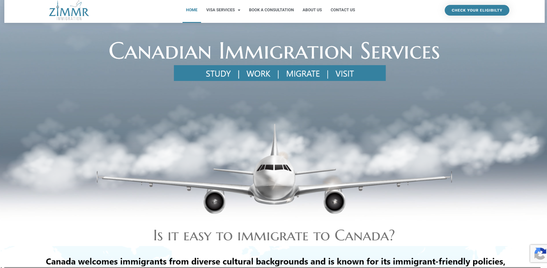 ZIMMR Immigration Canada website screenshot 1