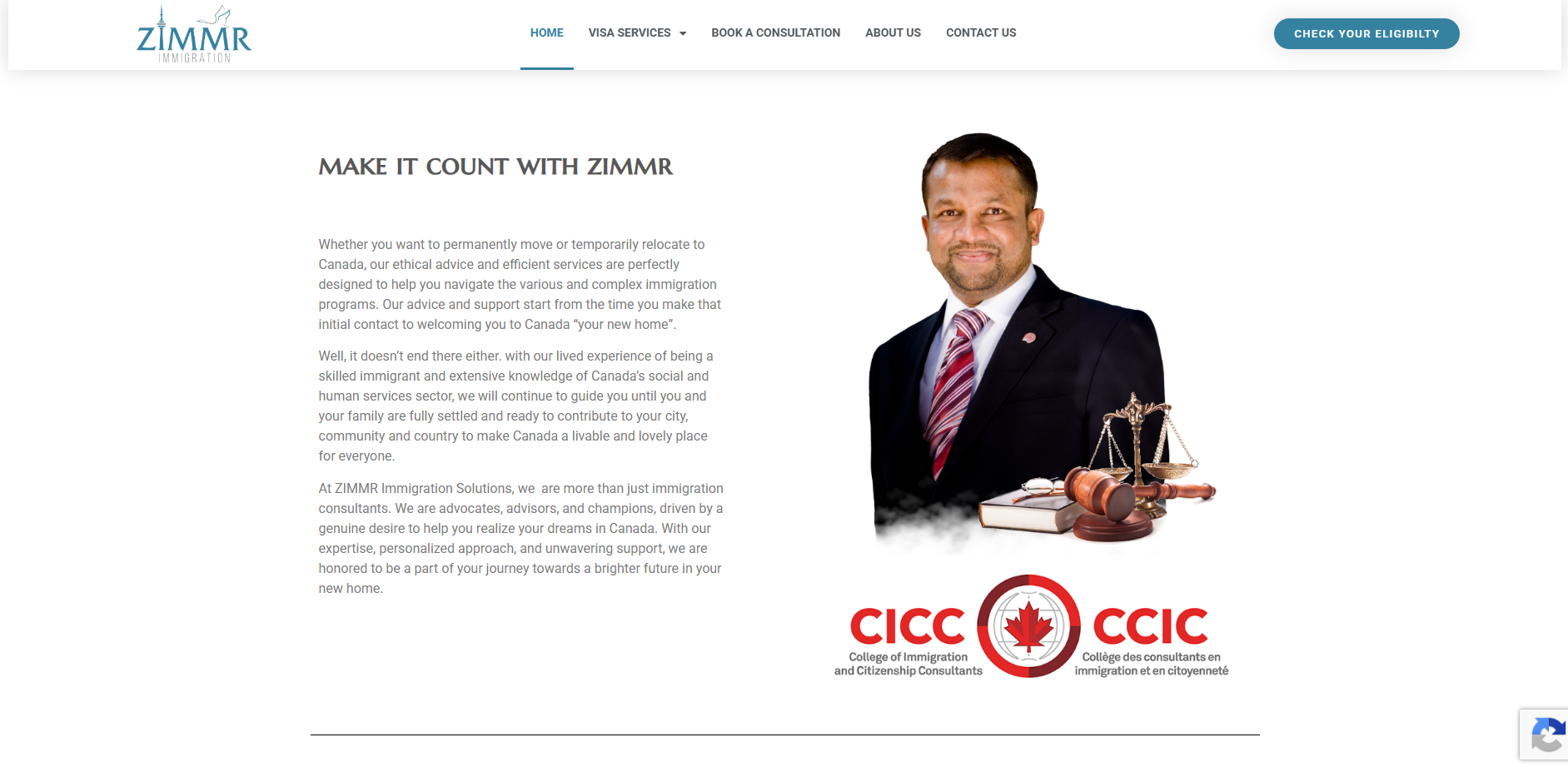 ZIMMR Immigration Canada website screenshot 3