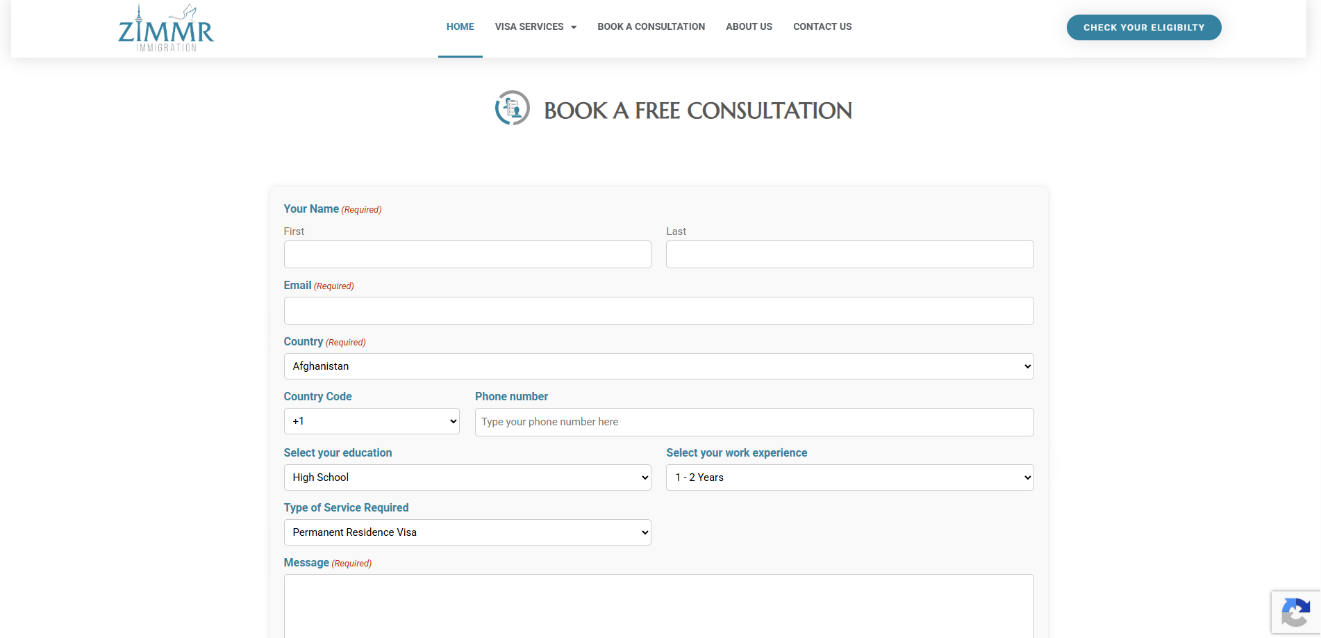 ZIMMR Immigration Canada website screenshot 5