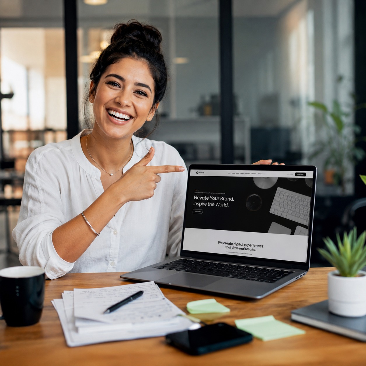 Premium website design displayed across a modern digital workspace